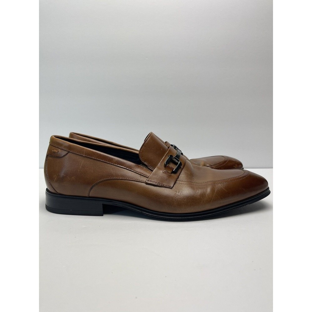 Stacy Adams Mens Brown Dress Shoes 10.5 M Slip On Leather Loafers Buckle